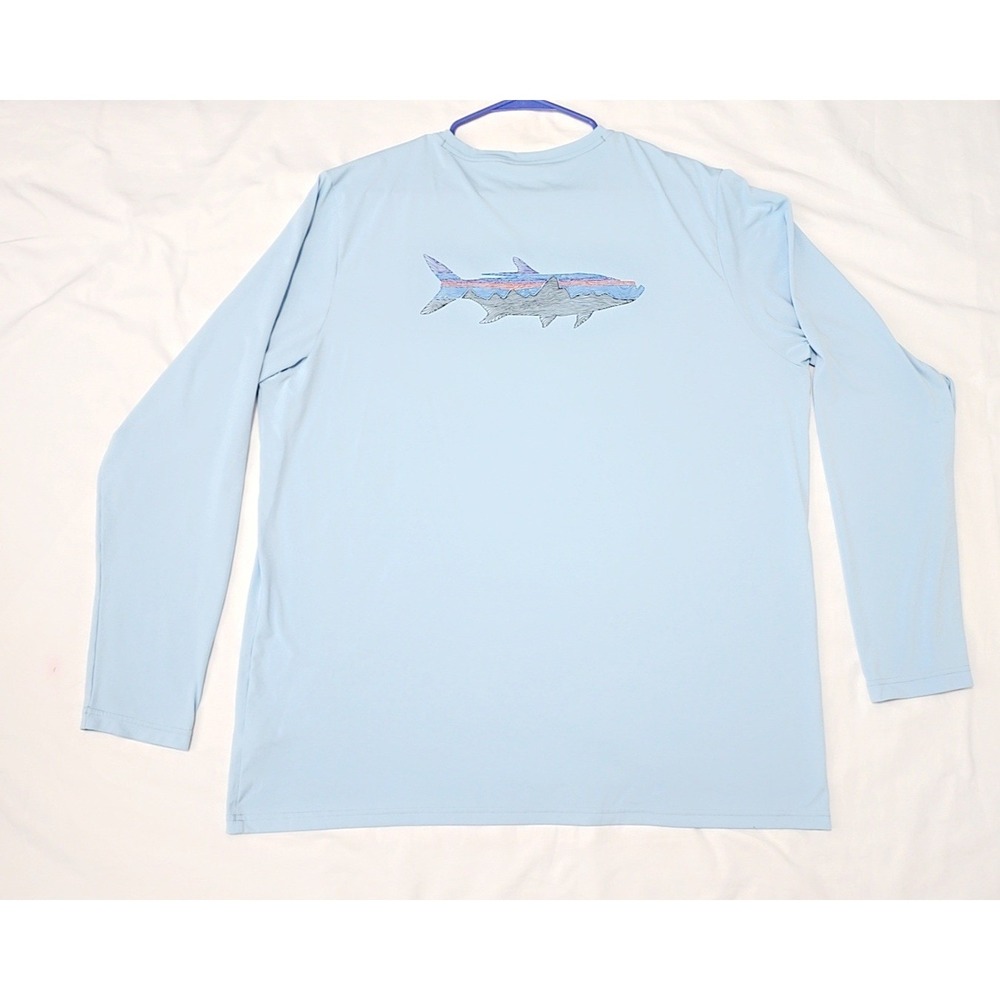 Patagonia Shirt Mens 2XL Blue Trout Long Sleeve Performance Sun UPF Fishing - Picture 4 of 7